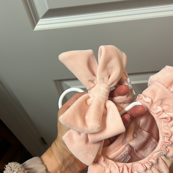 Mud pie velour romper - 0-3 months I have two! With headband with bow - Picture 2 of 2
